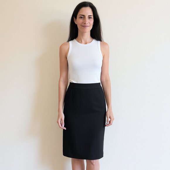 EUC Armani Collezioni Black Wool Pencil Skirt Size 2 | Classic Office Career - Picture 1 of 7